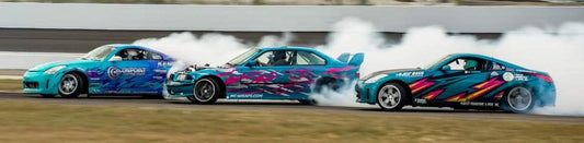 Starter drift cars tandem at Rockingham by Saturn Drift Photography
