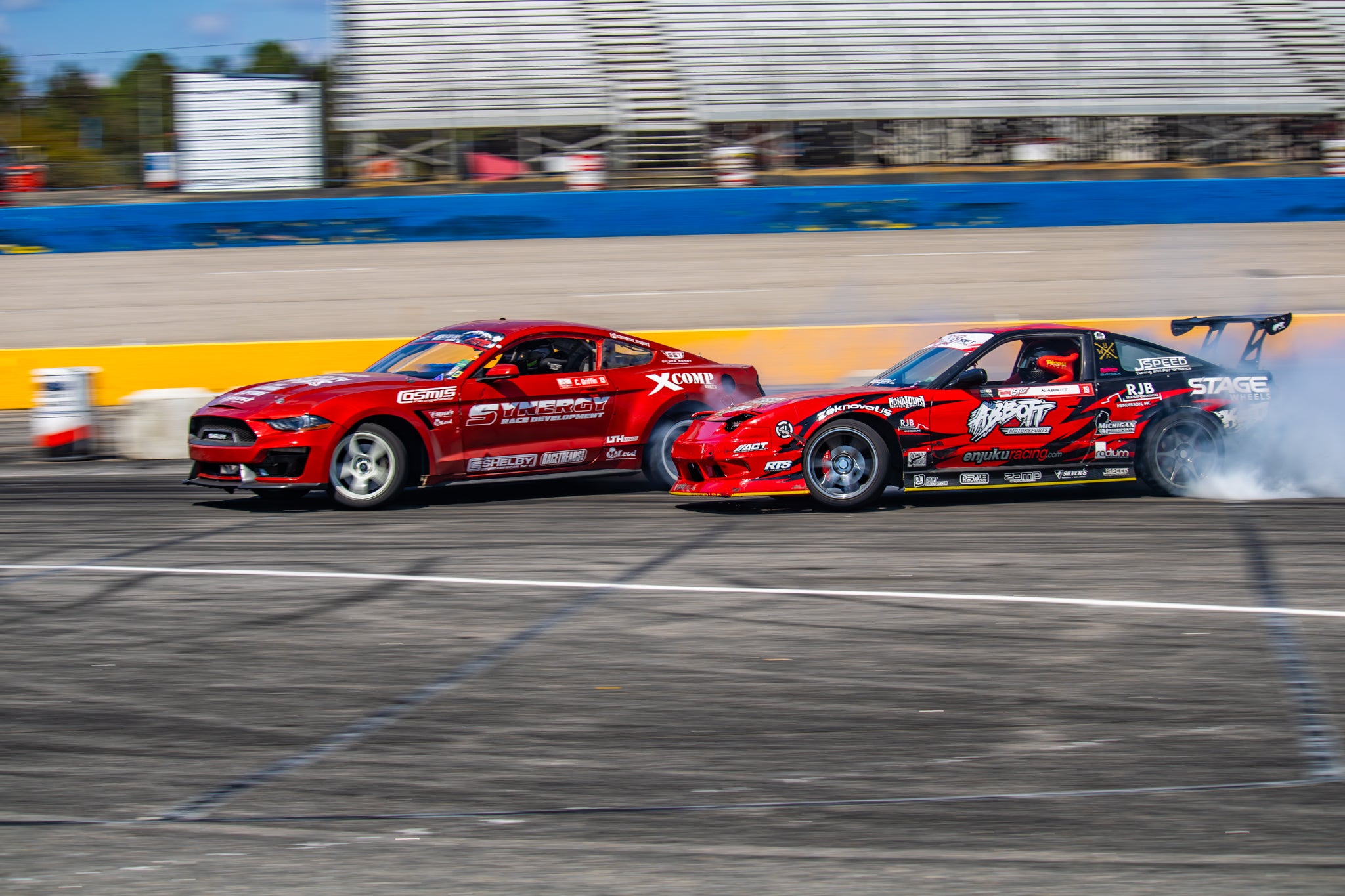 Drift car making smoke on track
